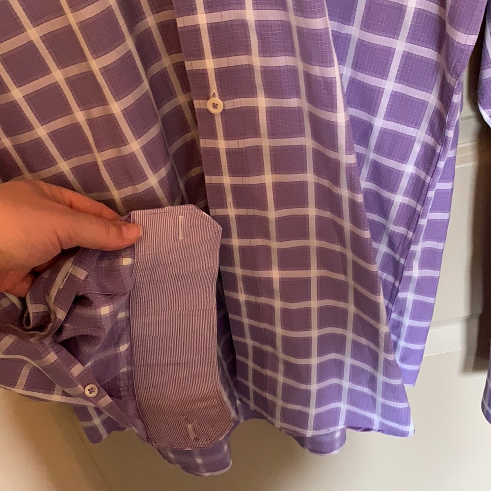 Designer Bugatchi Uomo Shaped Fit Flip Cuff Purple - Picture 5 of 14